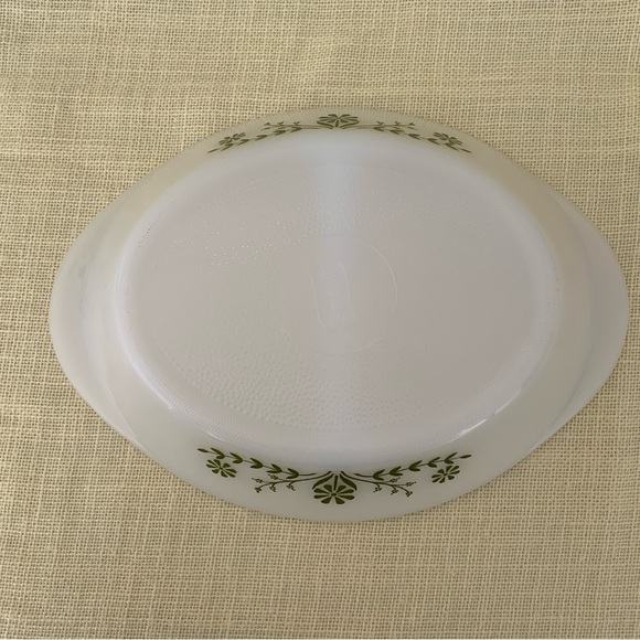 Vintage Glasbake Green Crazy Daisy Spring Blossom Divided Casserole Dish - Picture 5 of 6